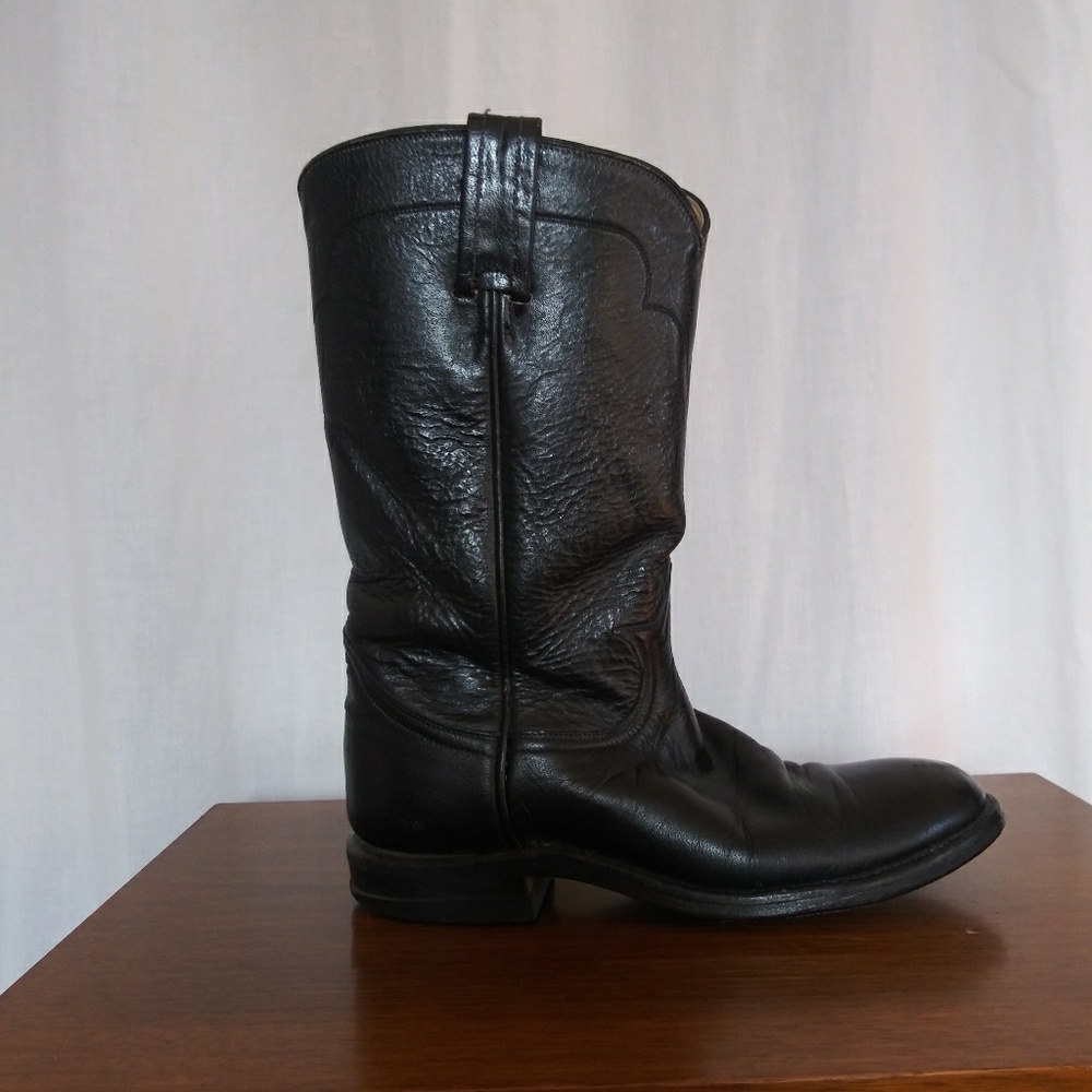 Black Tony Lama Cowboy Boots 5 1/2 - Picture 1 of 7